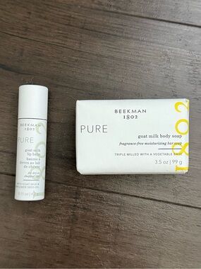Beekman 1802 Pure Goat Milk Soap & Lip Balm Set NWT Fragrance Free